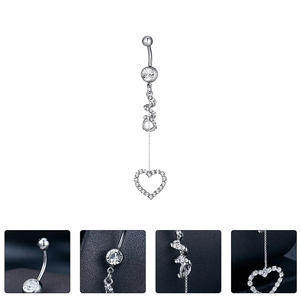 Love Navel Ring Exquisite Female Belly Lady Button Puncture Human Body Piercing Jewelry Zircon Miss