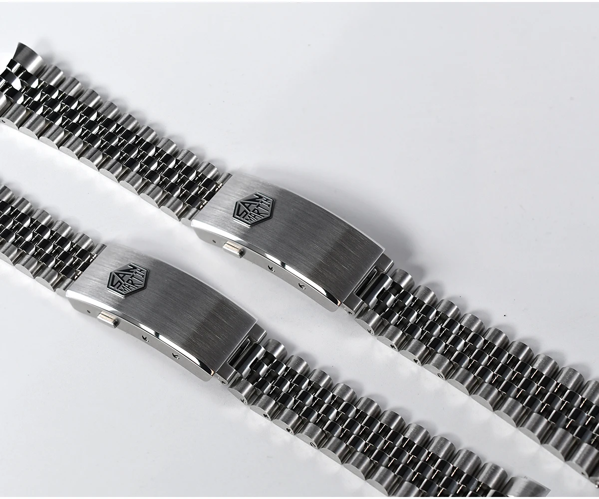 ステンレススチール リンクブレスレット 約20mm幅 San martin juilee-ステンレス鋼の時計のブレスレット,湾曲したエンド