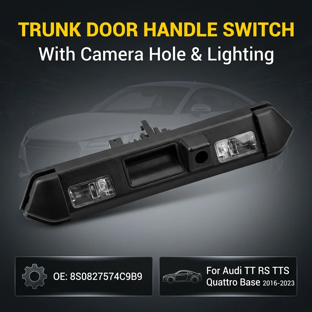 For Audi TT RS TTS Quattro Base 2016-2023 8S0827574C Trunk Tailgate Handle with Licence Plate Light and Reverse Camera Hole