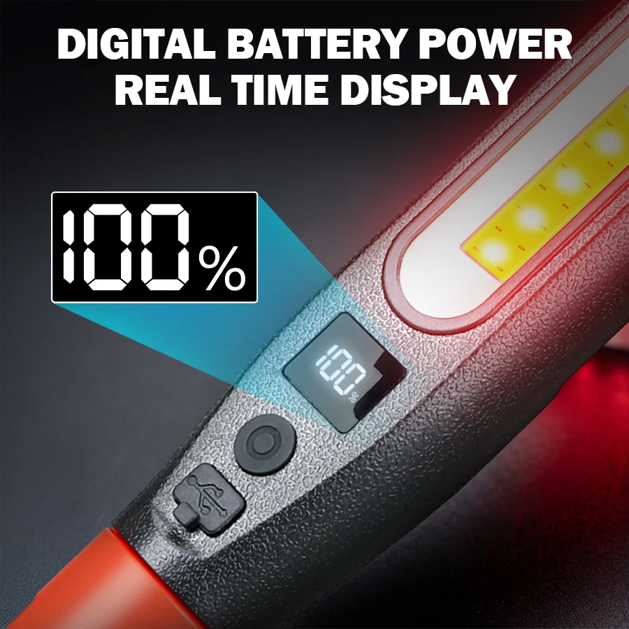 1PC High Lumen Rechargeable LED Work Light for Car Emergency Repair, Powerful Magnetic Flashlight with Hooks and Magnetic Base - view 4