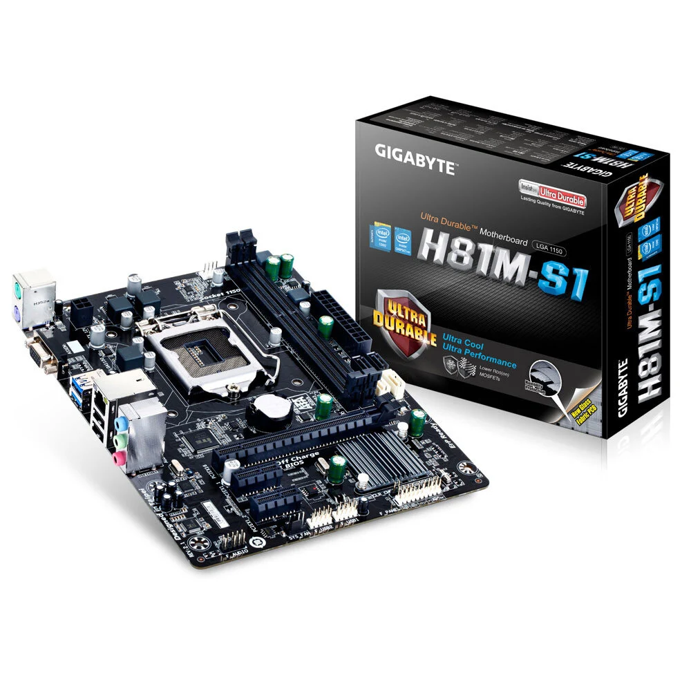 NEW GIGABYTE GA-H81M-S1 Desktop Motherboard H81 LGA 1150 i3 i5 i7 DDR3 16G