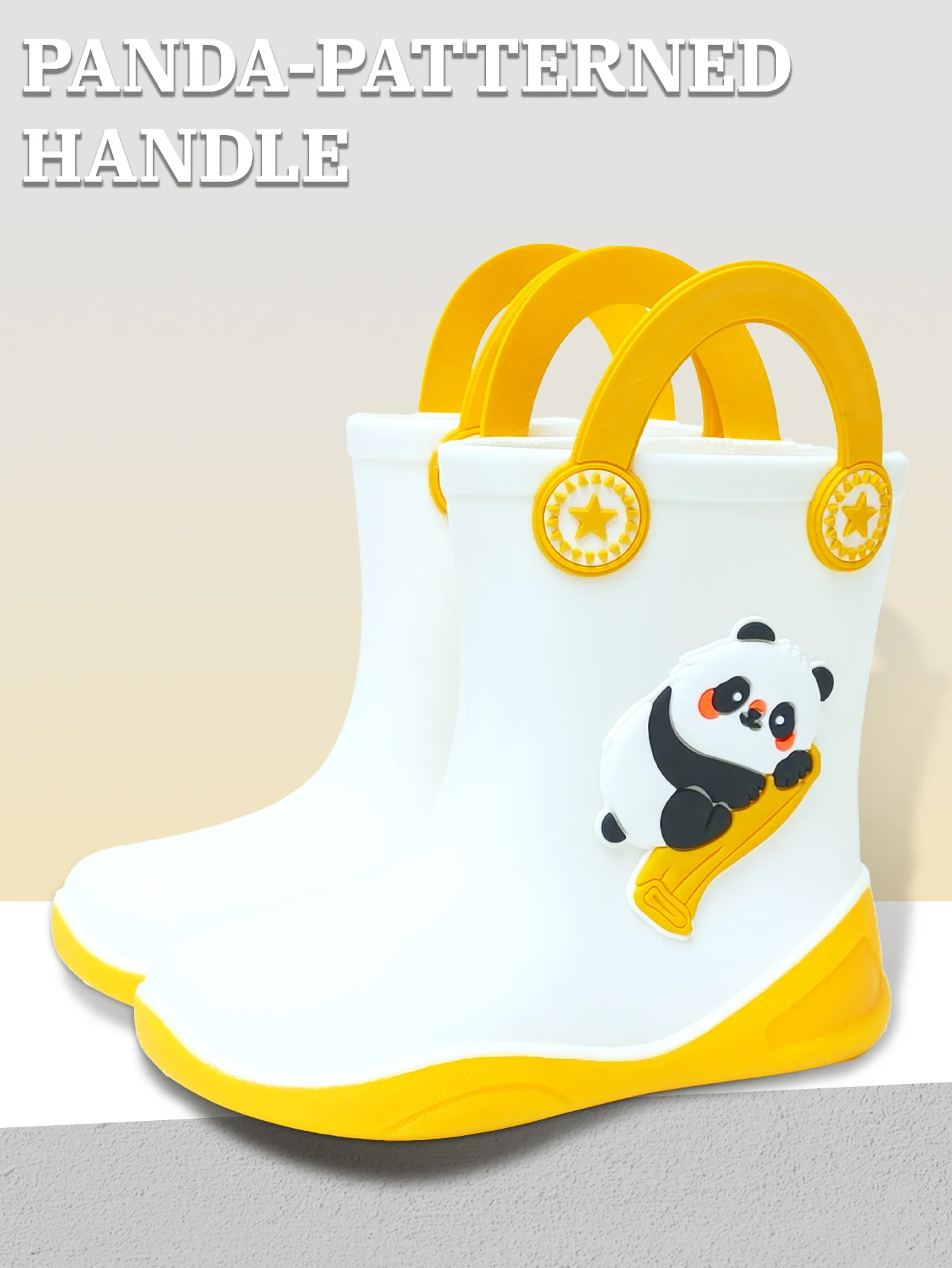 

Children's Rain Boots with Panda Handle, Waterproof Non-slip Toddler Rain Shoes for Boys and Girls, Cute Cartoon Panda Design Ea