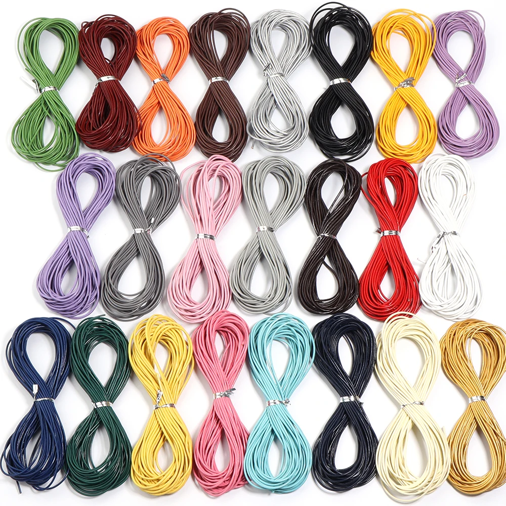 10Yards/Lot Echtleder Schnur Dia 1/1.5/2/3mm farbiges rundes Lederseil für DIY Armband Halskette Schmuck Zubehör
