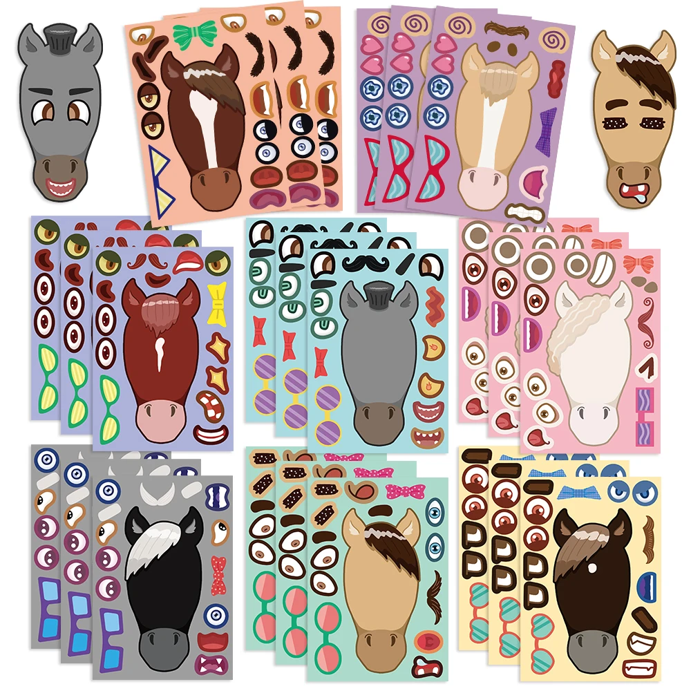 32Sheets Cute Pony Toy Collage Stickers Non-duplicate Children's Stationery Computer Stickers My Little Pony Stickers