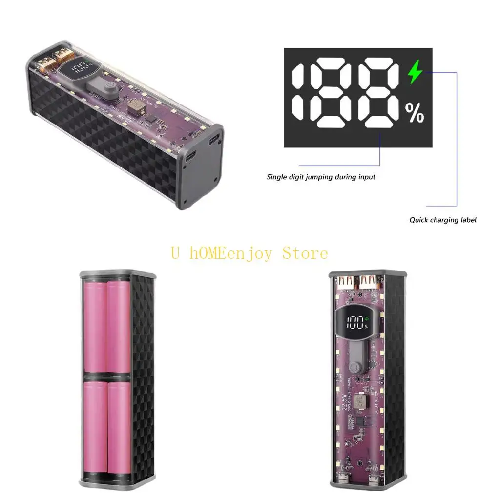 B0KF Toolless Assembly Plastic 18650 Battery Case with Overloads Protections Design
