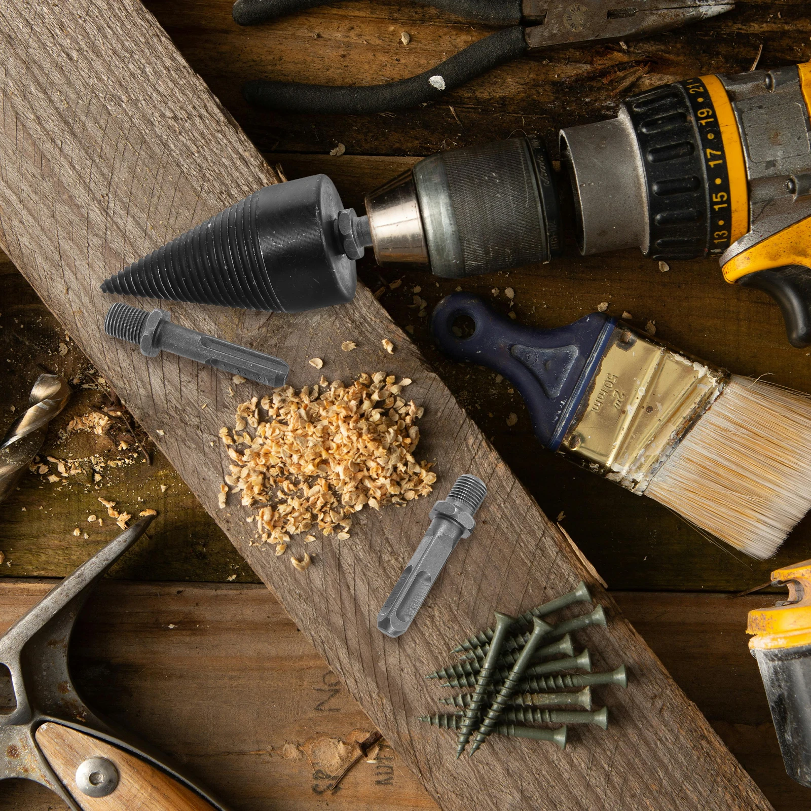 

Wood Chopping Bit Hammer Drill Adapter Electric Log Splitter Core Chuck Connecting Rod Firewood Splitters to Bits