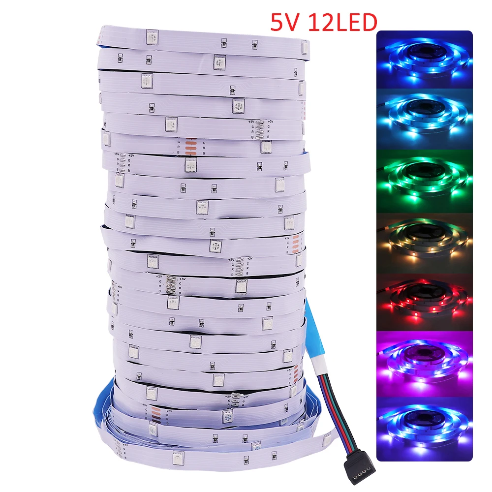 

5V 5050 RGB LED Strip Light 5m 10m 15m Flexible Tape 0.5m 1m 2m Diode Lamp for Home Decoration Night Lighting TV Backlights