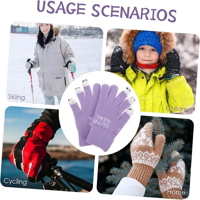 النساء الرجال الشتاء محبوك قفازات كاملة الأصابع للجنسين الصلبة قفازات شاشة لمس في الهواء الطلق الدافئة الدراجات القيادة القفازات الشتاء الدفء