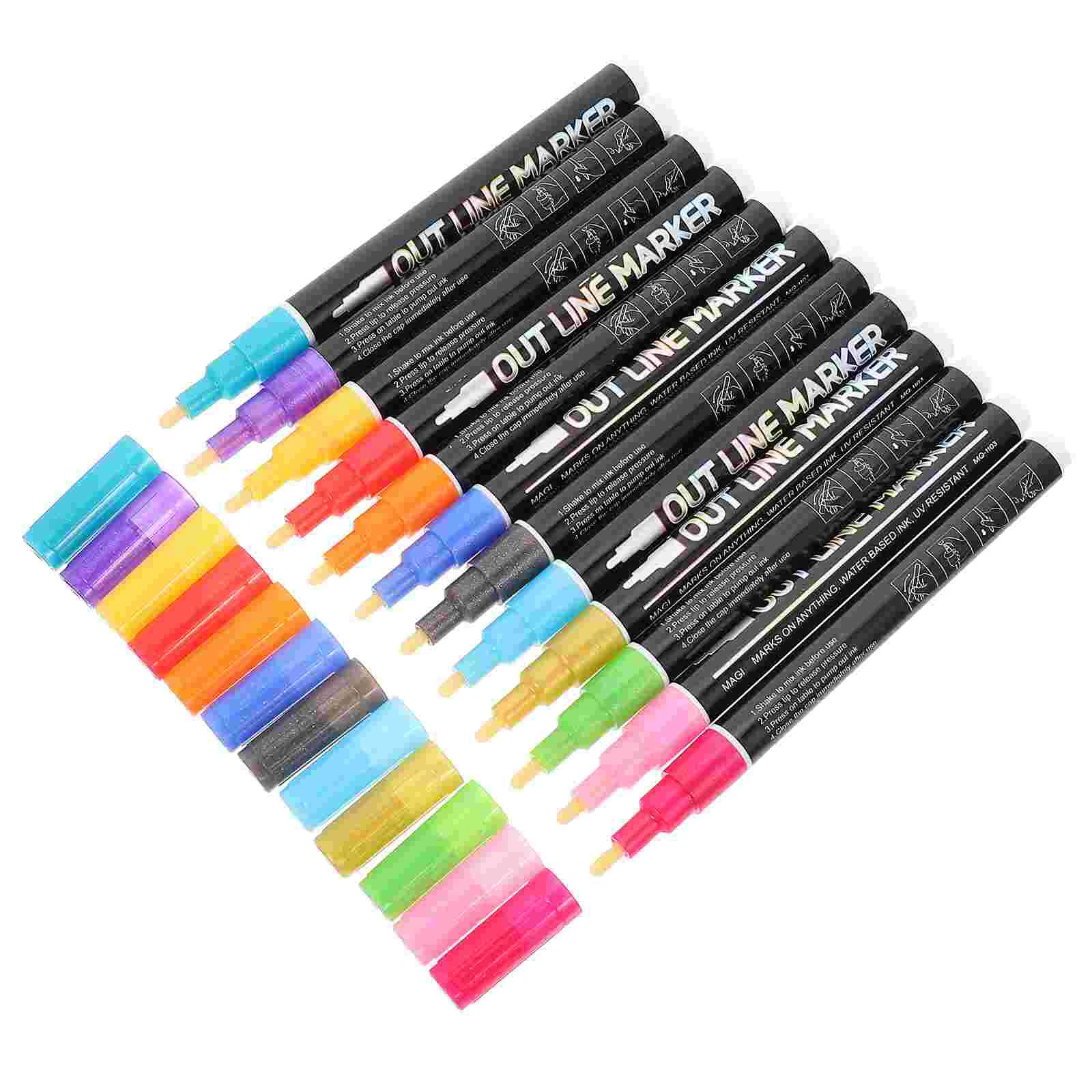 12 Pcs Highlighter Pens for Journaling Fine Tip Drawing Metallic Multipurpose Paint Highlighters Paintbrush