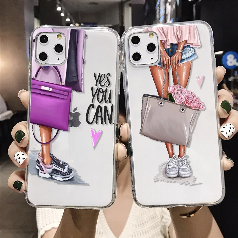 

Fashion Girls Phone Case for iPhone 15 14 13 12 11 Pro Max Coque Bags for iPhone XR X XS SE Mini 7 8 Plus Cover Shockproof Funda