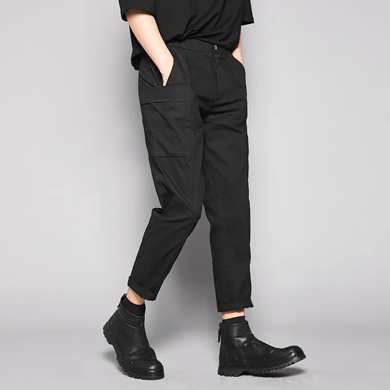 Black and Cooked Green Pants Pocket Cut Dark Ankle-Length Pants Tapered Pants Japanese Leisure