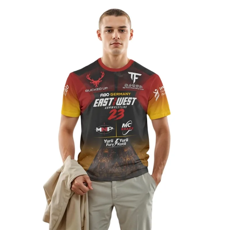 2026 East-West Series (Models 17-25) Arm Wrestling T-Shirts –Breathable Quick-Drying Sports Tees for Men & Women Family Matching