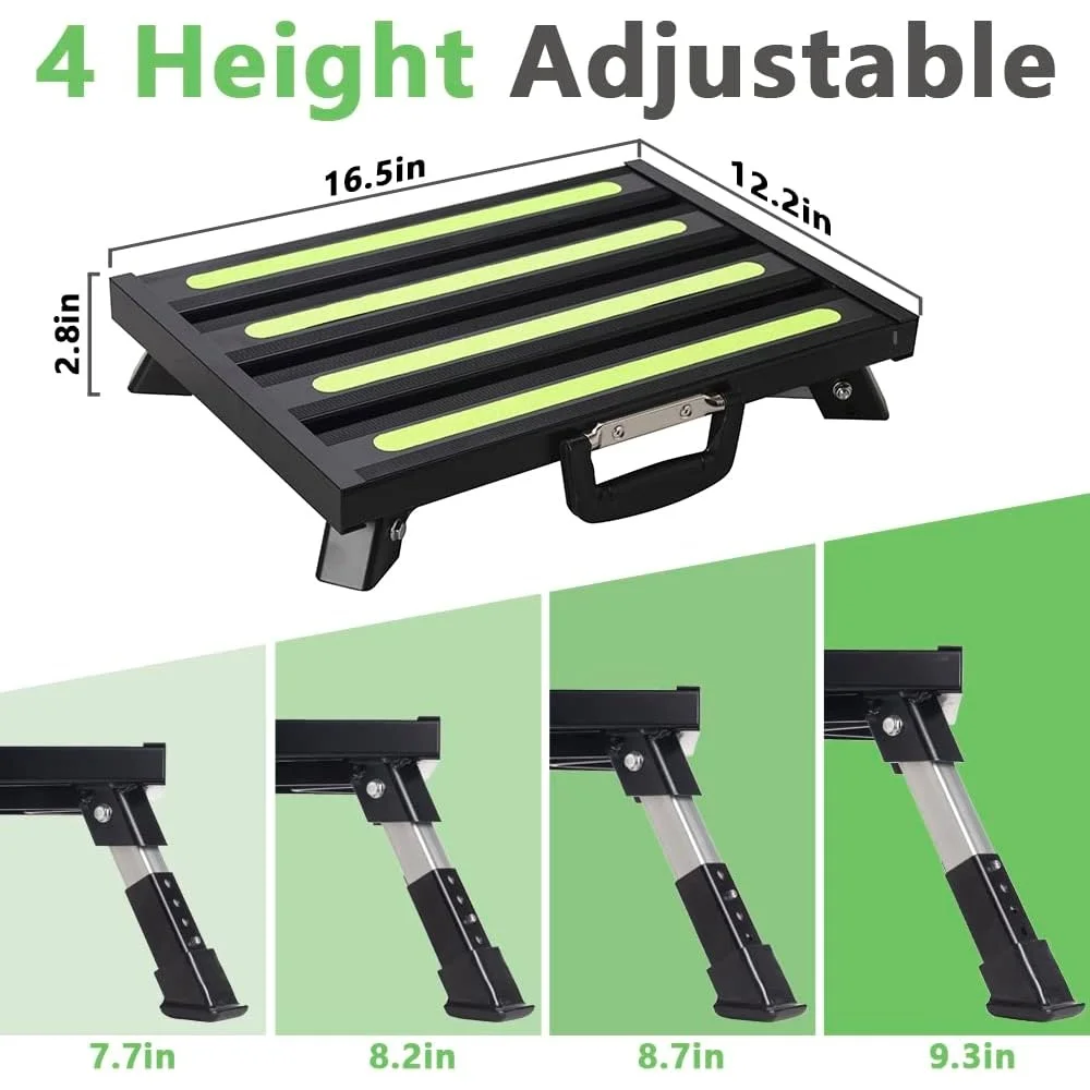 Adjustable Folding RV Steps Non-Slip Heavy Duty Aluminum Platform Portable 4-Level Stool Outdoor Accessory Easy to Store