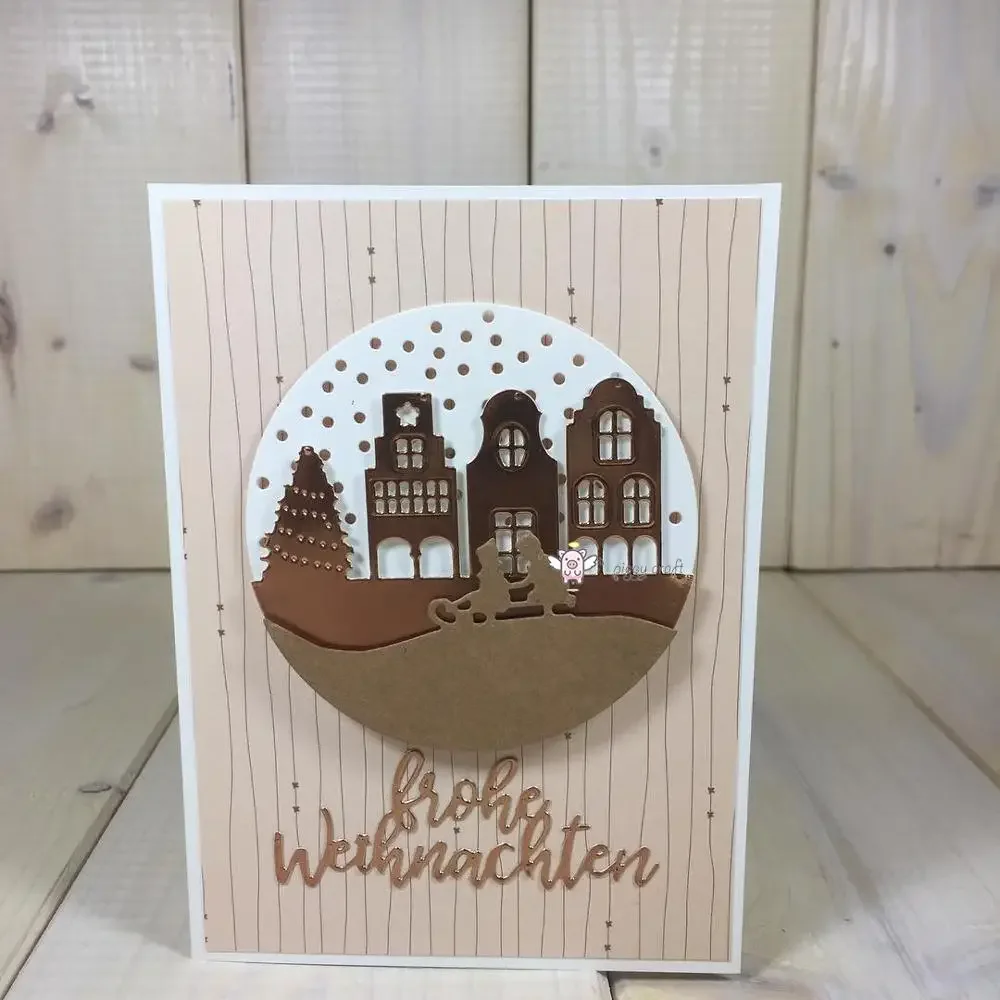 

Piggy Craft metal cutting dies cut die mold Christmas tree house circle Scrapbook paper craft knife mould blade punch stencils