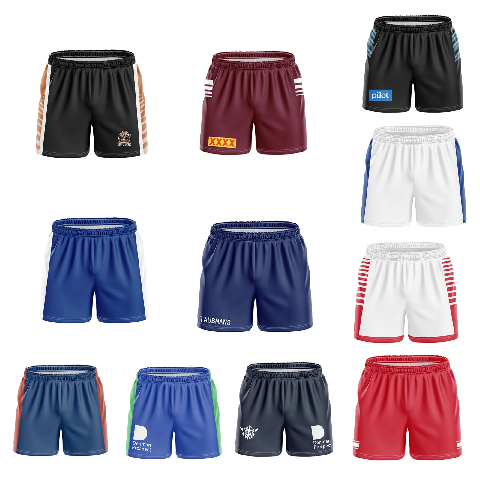 

2024 Maroons Raiders Bulldogs St.Dragon Dolphins Sharks Rugby Shorts