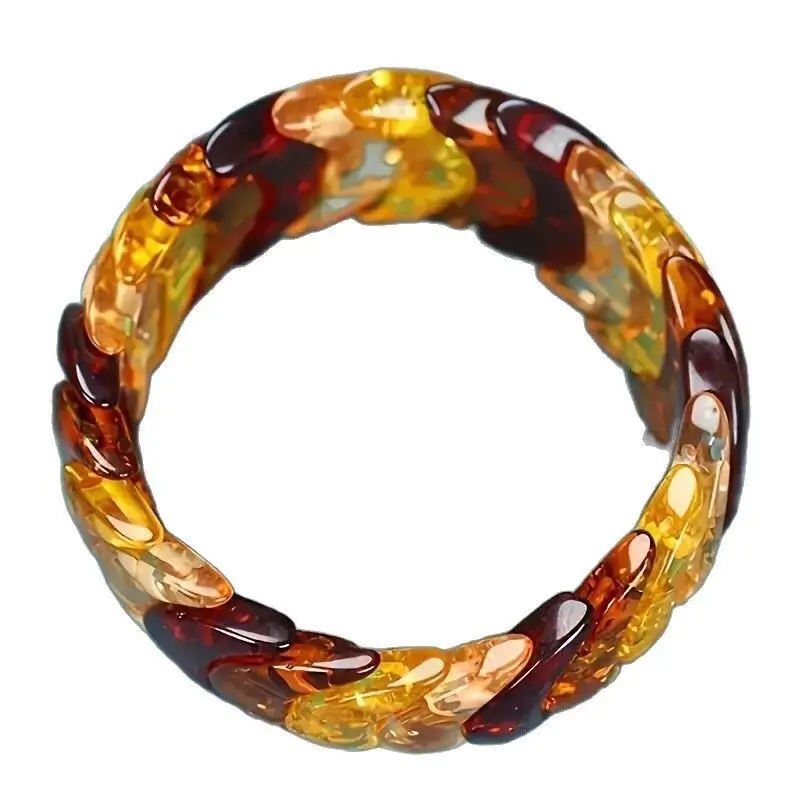 Second-generation Amber Beeswax Single-circle Hand Row, Unisex Temperament Personalized Jewelry