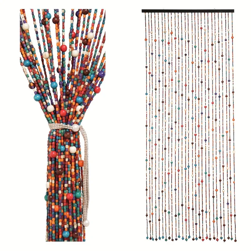 90x190cm Colorful Bamboo Wood Partition Door Curtain Rainbow 27 Strand for Living Room Bedroom Window Door Closet Screen Decor