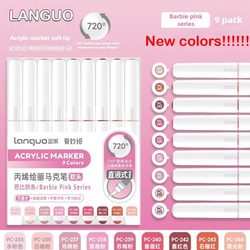 

207/9 Colors Direct Liquid Colors Acrylic Paint Pens Brush Marker Pen for Rock Painting Stone DIY Art Supplies Stationery