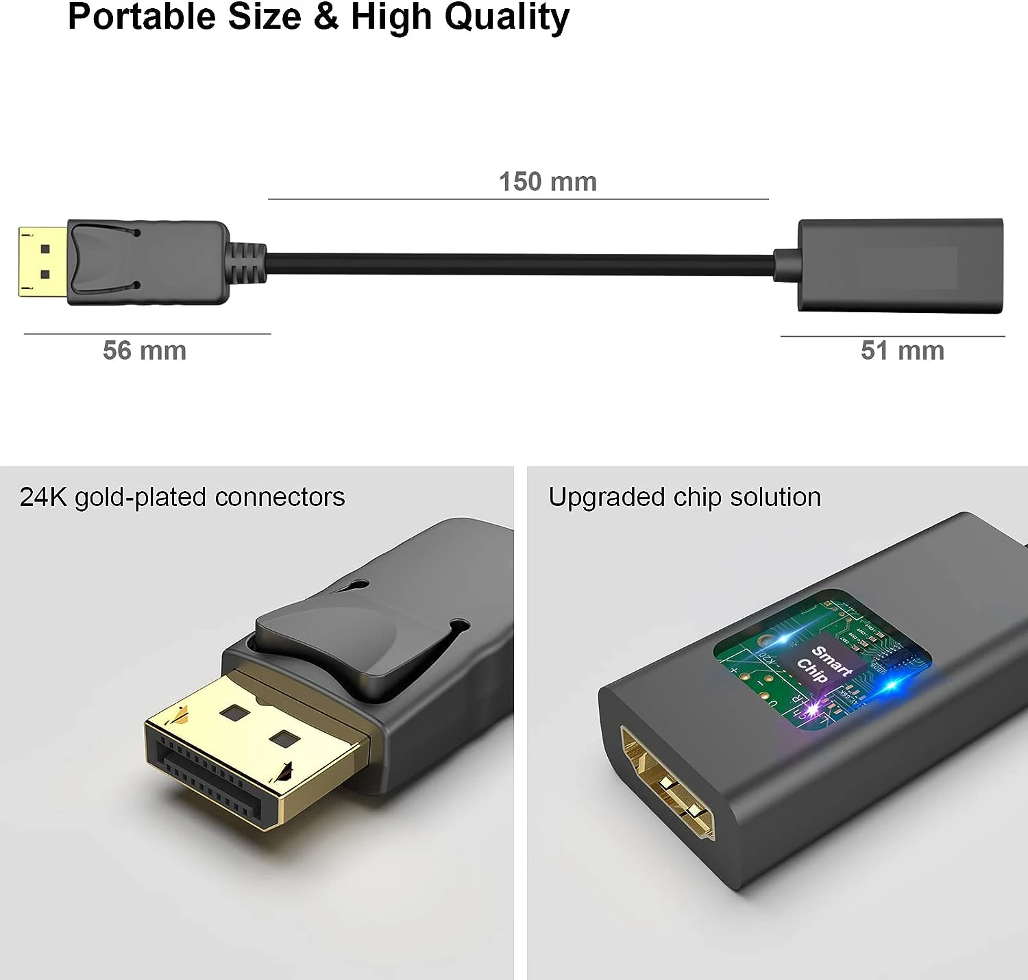 DisplayPort to HDMI-compatible Adapter DP to HDTV GoldPlated Cable Male to Female 4K for Display Port Enabled PC/Desktops/Laptop