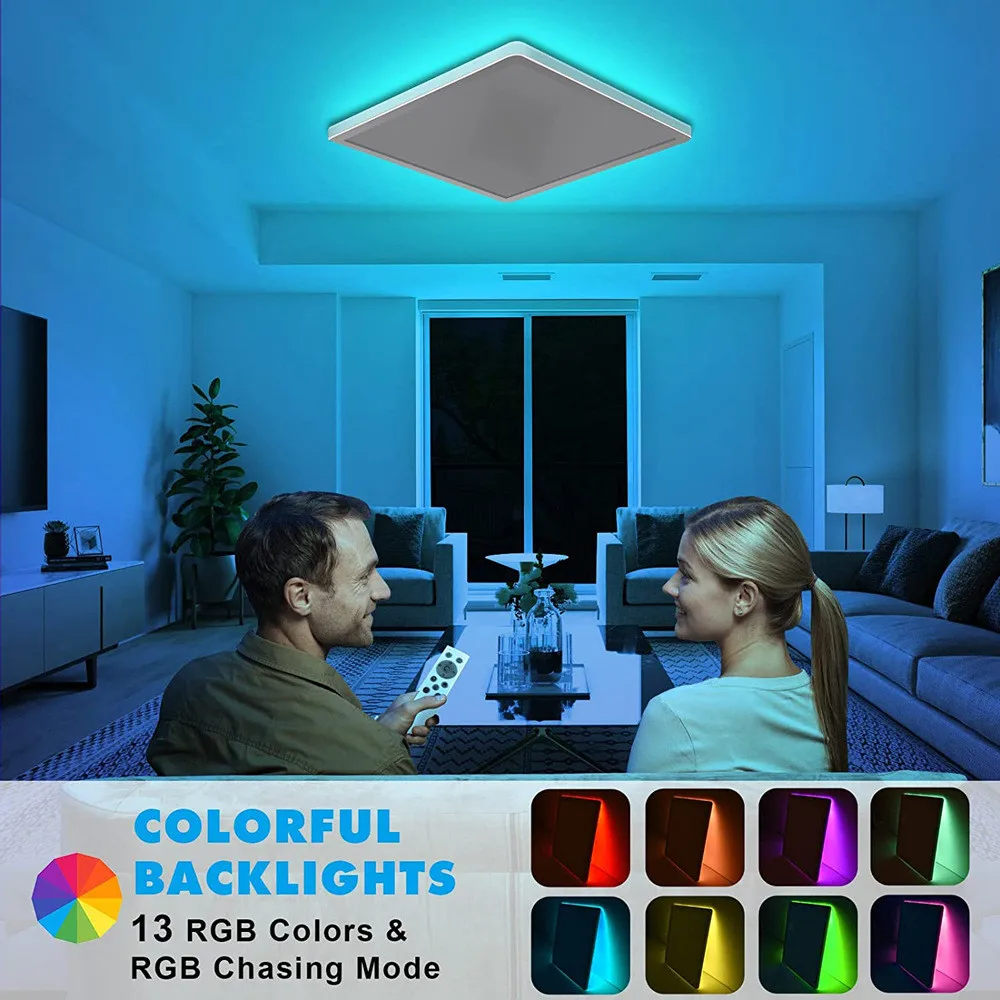 RGB Square LED Ceiling Light Dimmable Modern Ceiling Lamp Home Bedroom Living Room Ambient Light Led Aisle Light Home Decoration