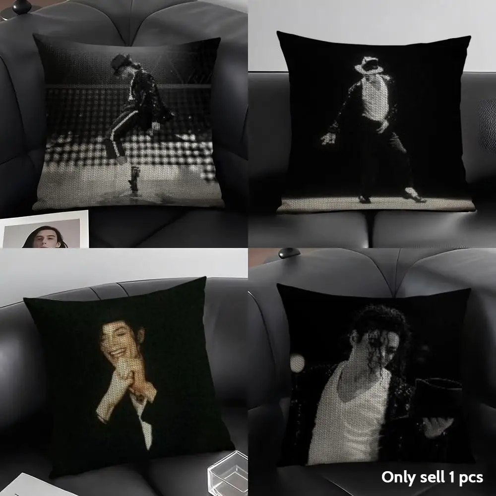 Michael Jackson3 Cushion Cover Natural Linen Organic Fabric Double-Sided Printing Breathable Perfect Gift For Decor