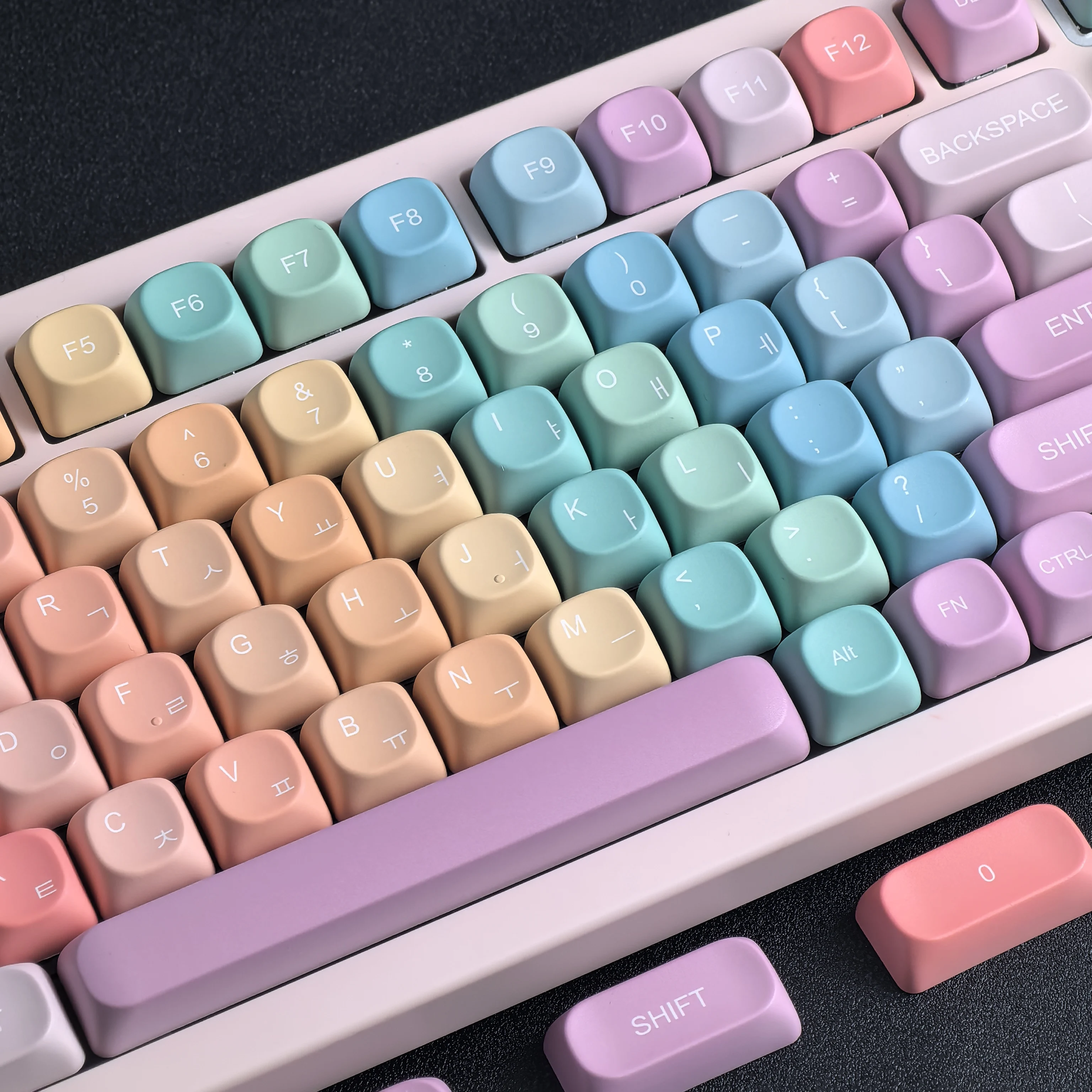 قوس قزح MOA الكورية Keycap 126Key لطيف الحلوى الملونة مخصص PBT كيكابس صبغ التسامي الروسية Keycap للوحة المفاتيح الميكانيكية #3