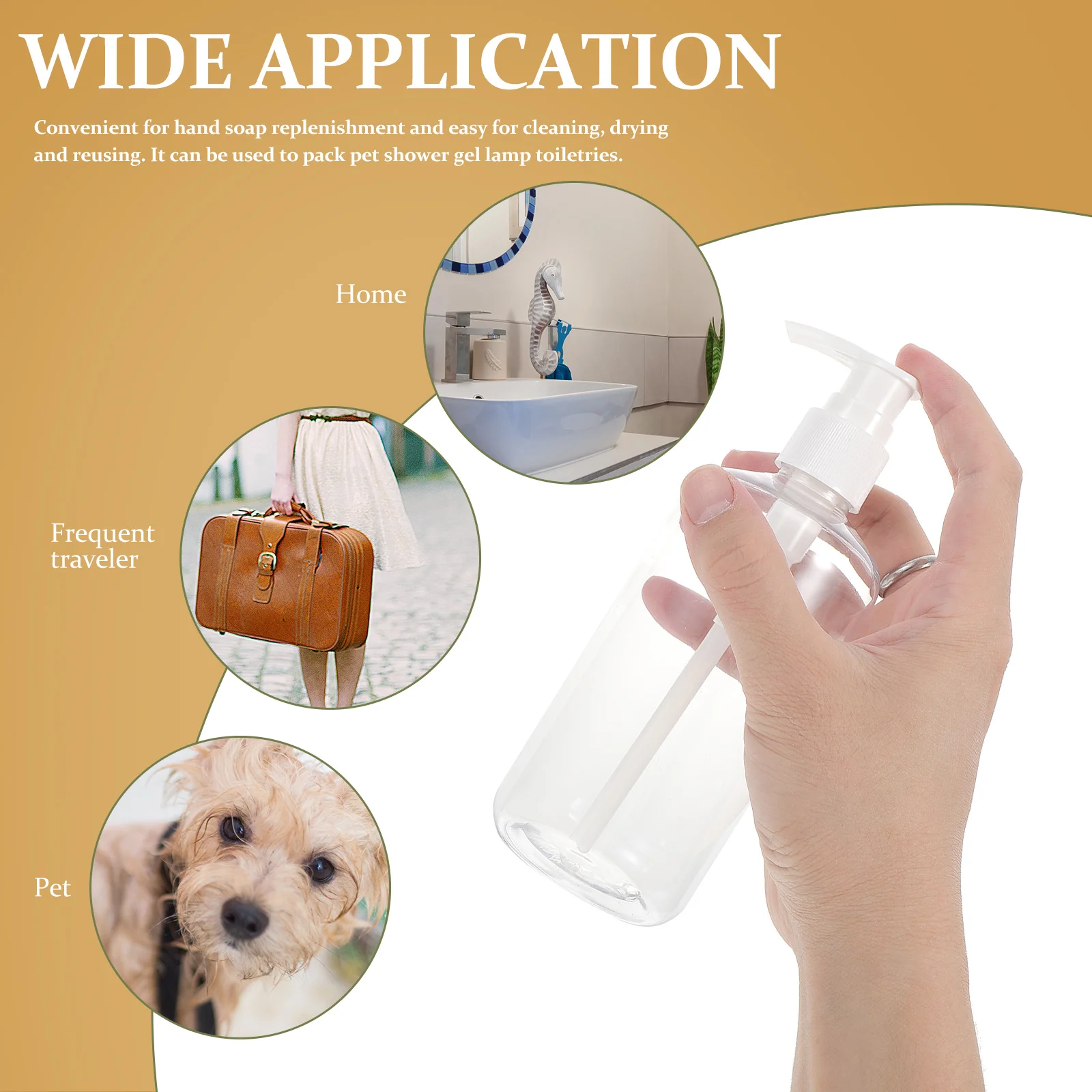 

5Pcs Press Pump Lotion Dispenser Bottles Reusable Plastic Shower Gel Shampoo Containers for Home Office Travel Bathroom Use