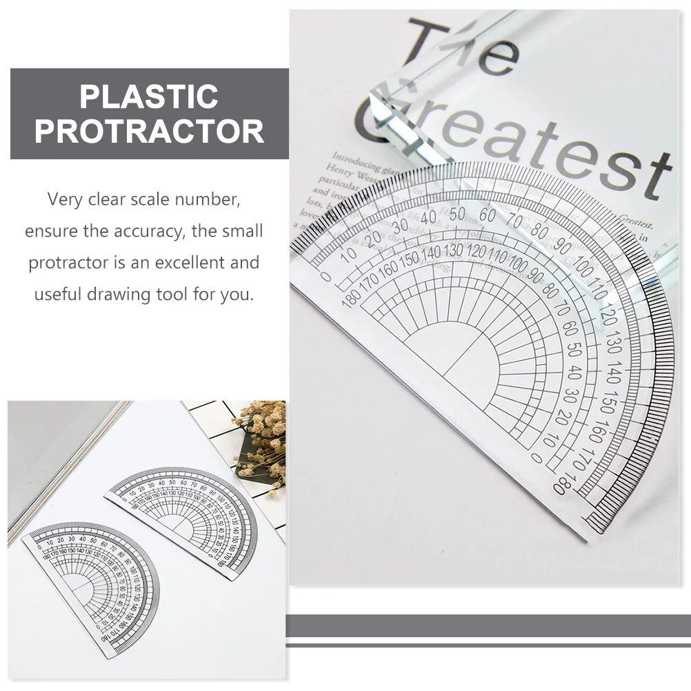 10pcs Plastic Protractors 180 Degree Math Protractor For Students Clear Measuring Tool Portable Drawing Geometry Ruler Student