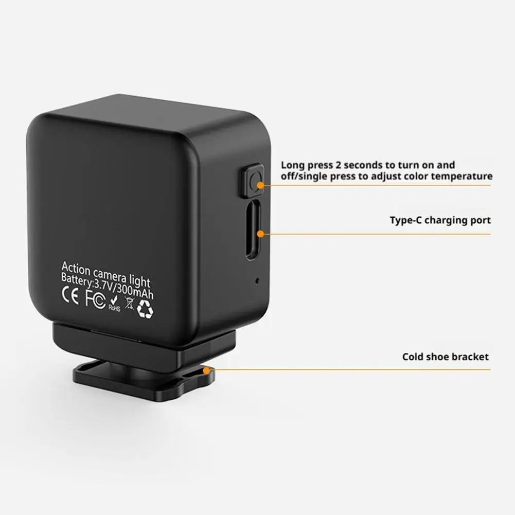 Magnetic Photography Fill Light for dji OSMO Pocket 3/ Action 5 Pro Vlogging Light Mini LED Action Camera Video Light G2T9