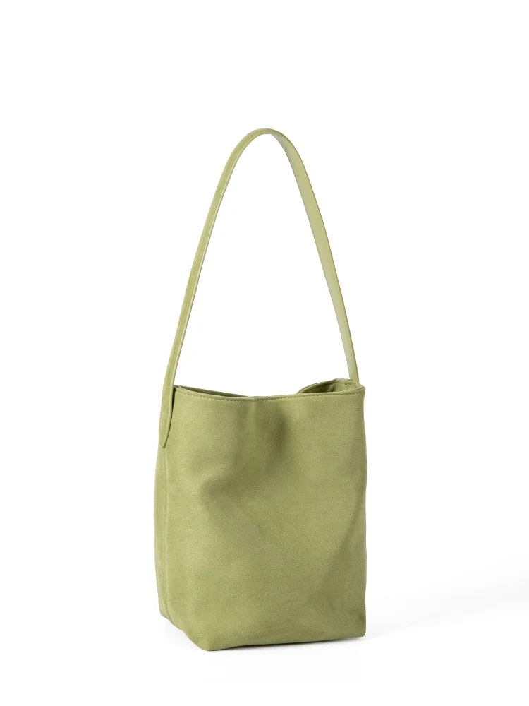 2025 heißer Verkauf Frauen Wildleder Stoff Eimer Tasche Minimalismus Koreanischen Stil Weiche Leder Schulter Tasche Modische Unterarm Pack Handtasche