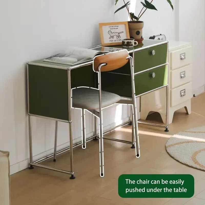 Narrow desk wrought iron small apartment living room medieval simple home workbench study room long living room retro