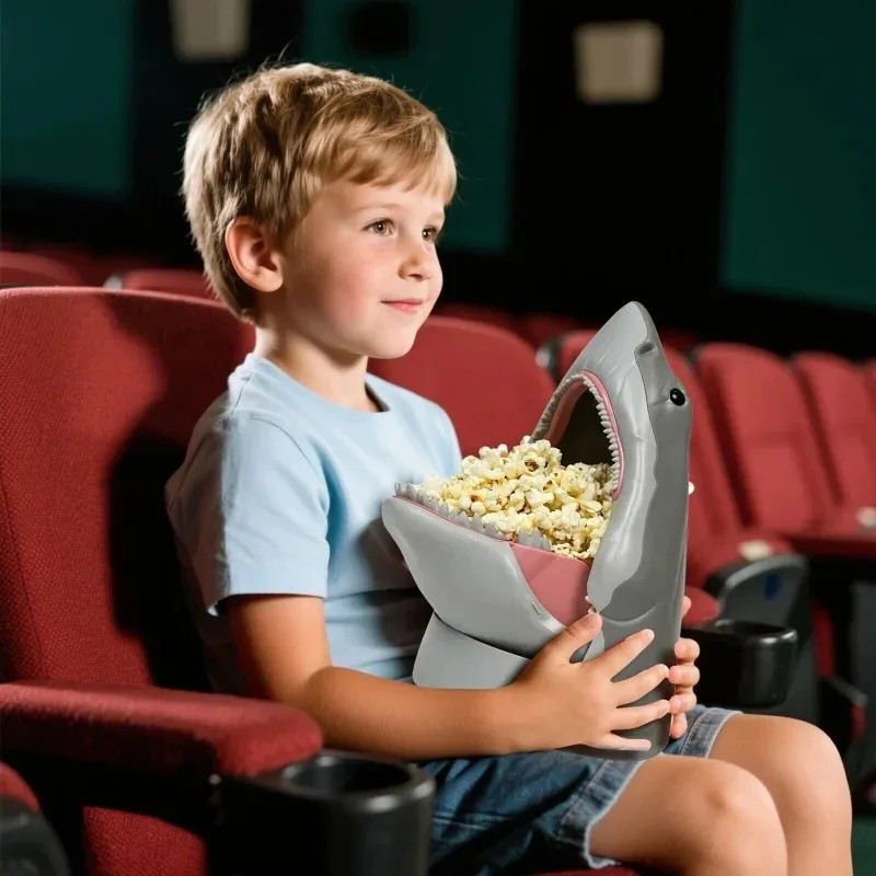 

Halloween Shark Shaped Popcorn Bucket Snack Holder Party Scene Home Living Room Bedroom Office Desktop Decoration Festival Gifts
