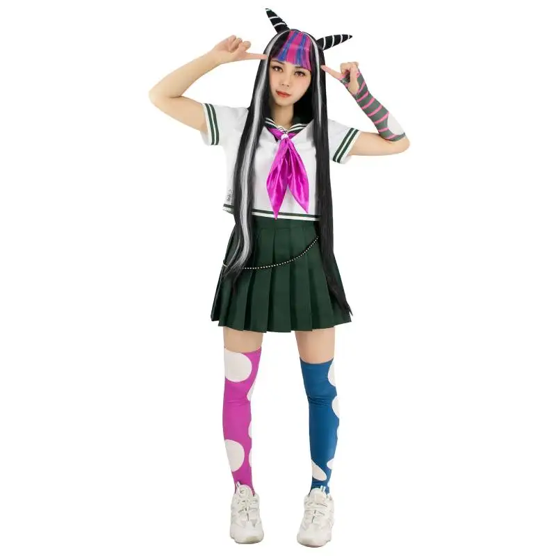 

DAZCOS Danganronpa Cosplay 6PCS Ibuki Mioda Cosplay Costume School Girl JK Uniform Skirt Set Halloween