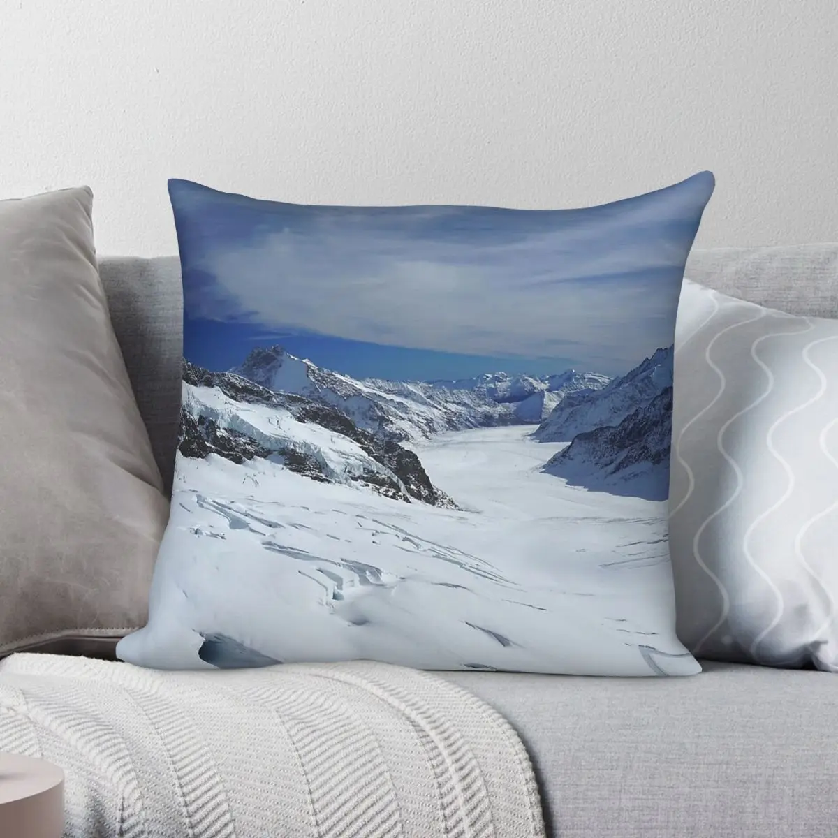 Aletsch Glacier Swiss Alps Square Pillowcase Polyester Linen Velvet Pattern Decorative Pillow Case Bed Cushion Wholesale 45x45