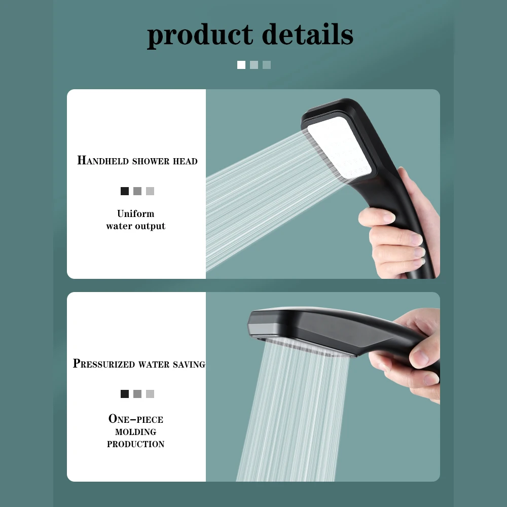 ZhangJi New Black 300 Holes High Pressure Rainfall Shower Head Bracket Water Saving Chrome Sprayer Nozzle Bathroom Accessories