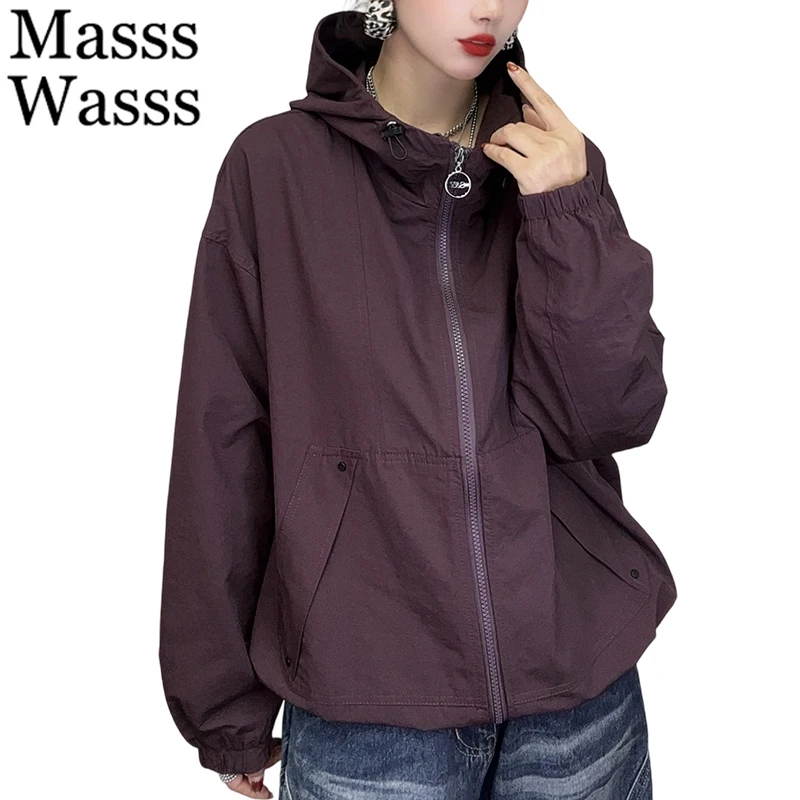 

Mass Wasss Европейская модная одежда Женские винтажные свободные классические куртки с капюшоном Женская уличная одежда для фитнеса Роскошные хлопковые пальто