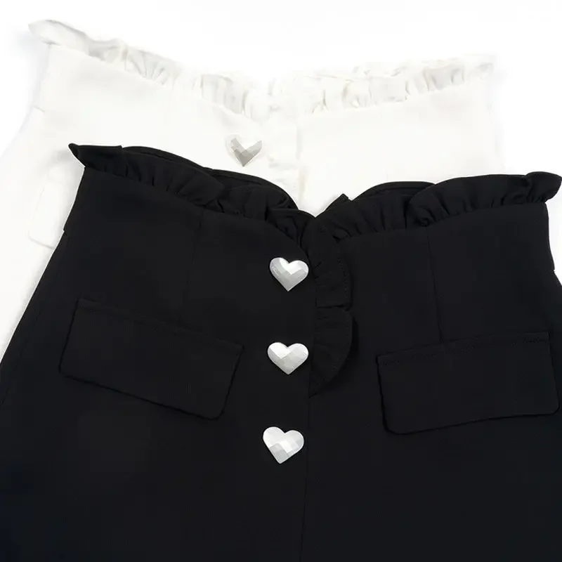 Wide Female Short Pants High Waist White Suit with Designer Outdoor Streetwear Korean Style Kpop Youthful Casual Women's Shorts