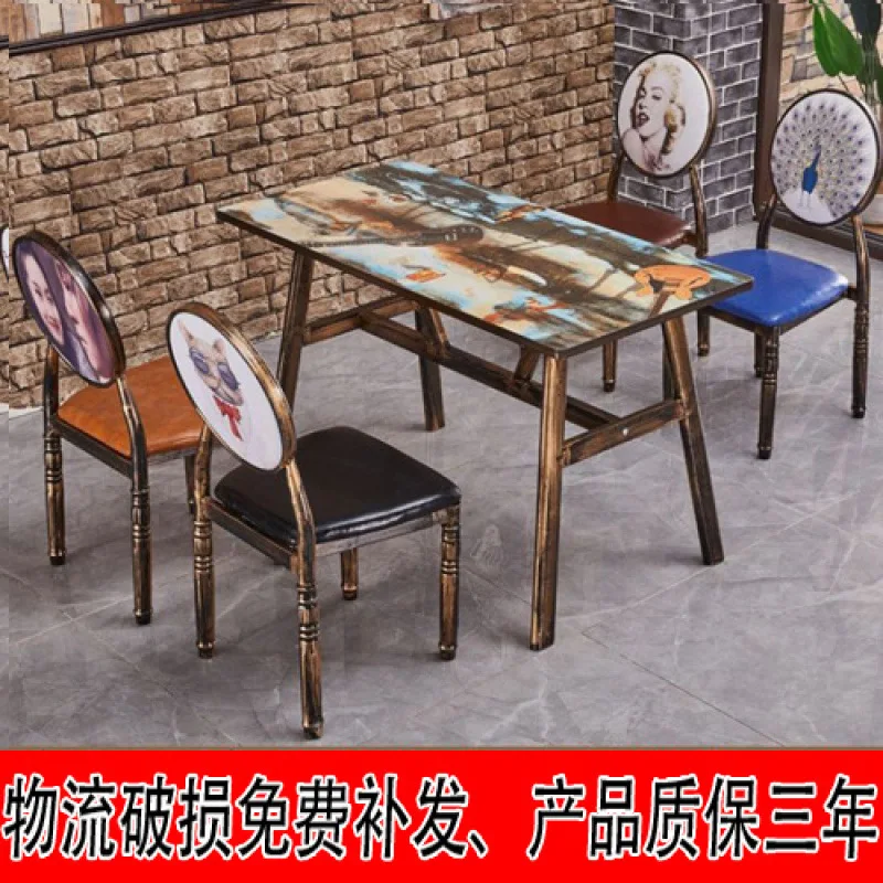 

Retro commercial restaurant restaurant table dessert snack barbecue milk tea hot pot fast food table and c