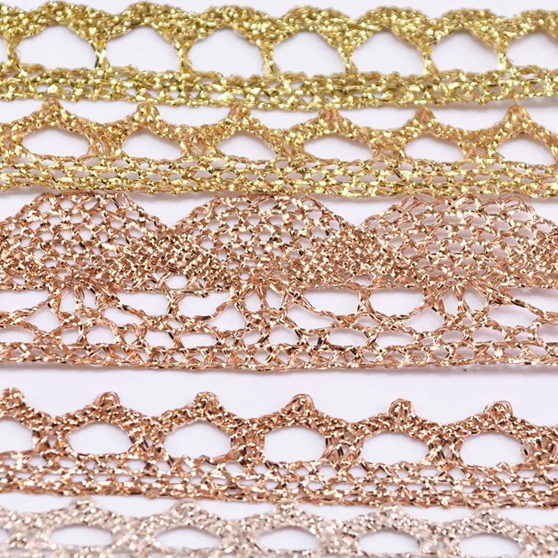 5yard Rose Gold Silver Lace Trim Ribbon Glitter Lace Trimmings Fabric for Sewing DIY Accessories Women Clothing Costume Decor