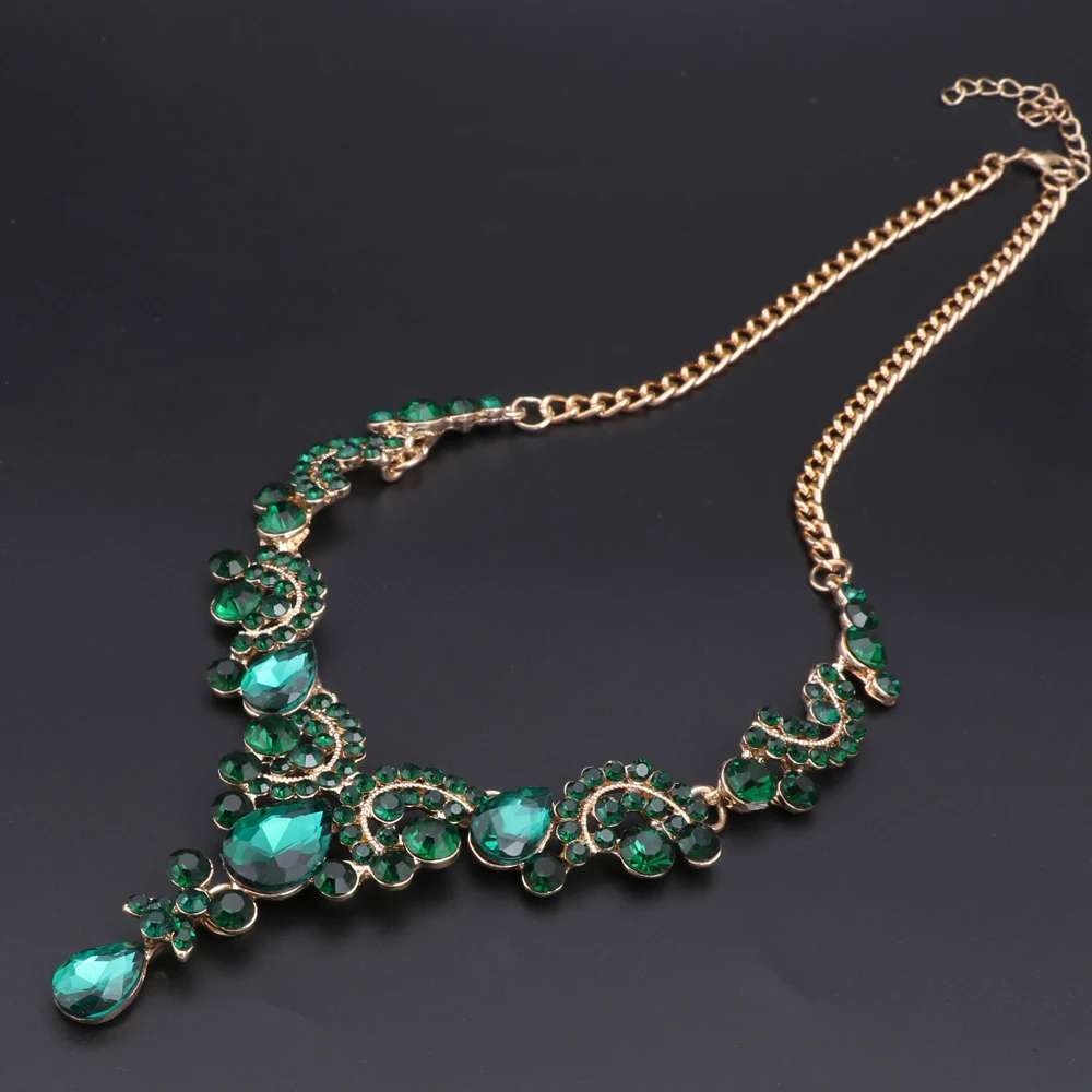 New Exquisite Dubai Jewelry Set Luxury Gold Color Nigerian Wedding African Beads Necklace Earrings Set Costume Design