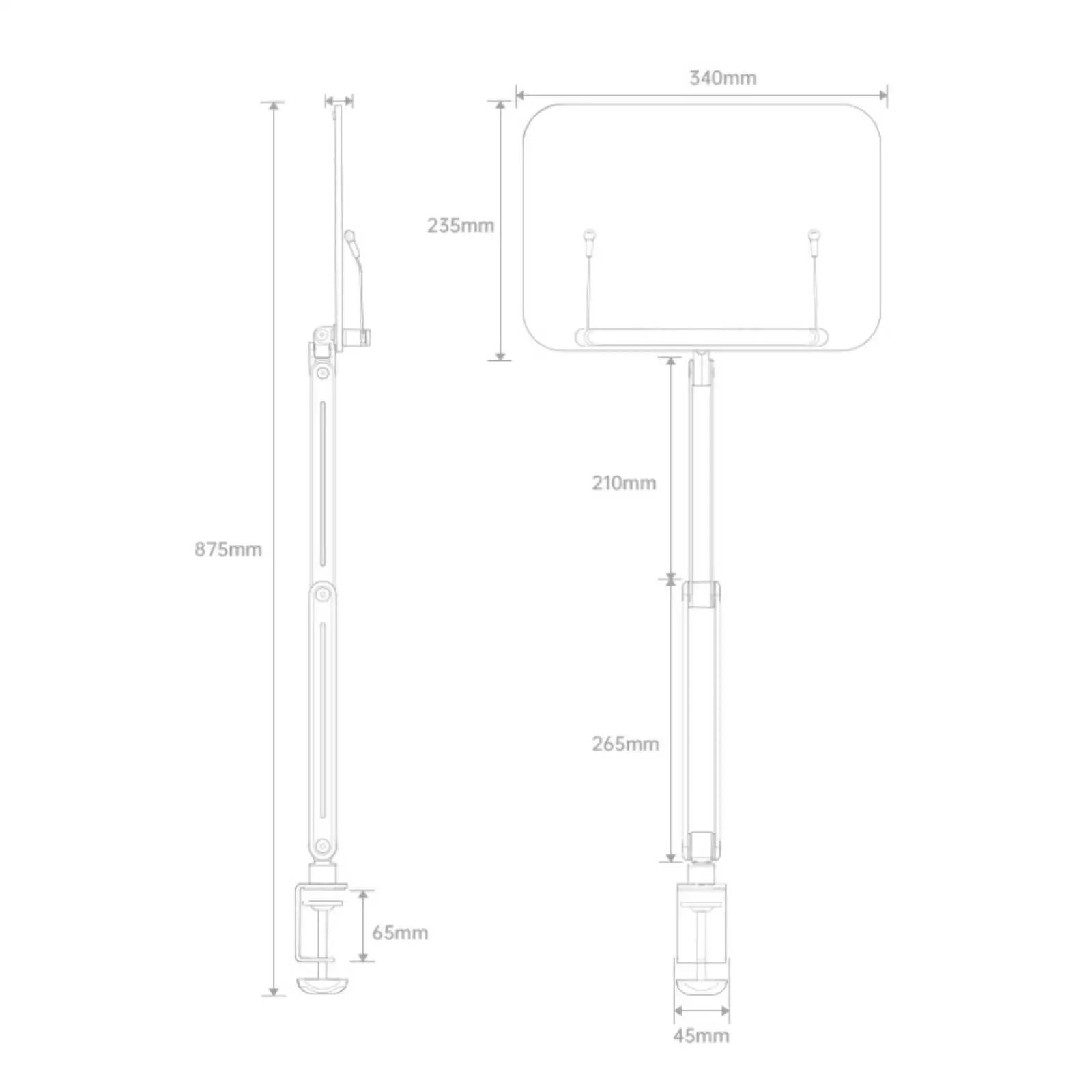 デスククランプブックスタンド高さ調節可能回転式本棚ホルダーレシピタブレットラップトップ用