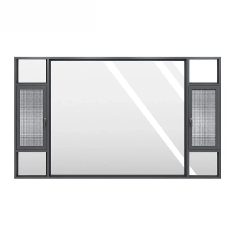 

Commercial minimalist design Double pane casement window Black aluminum window with mosquito