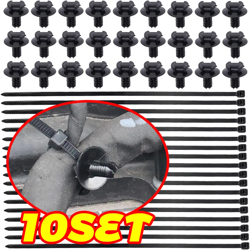 

Spiral Split Fir Tree Head Automotive Wiring Harness Base High-Strength Nylon Clip with Adjustable Locking Tie for Cable Hose