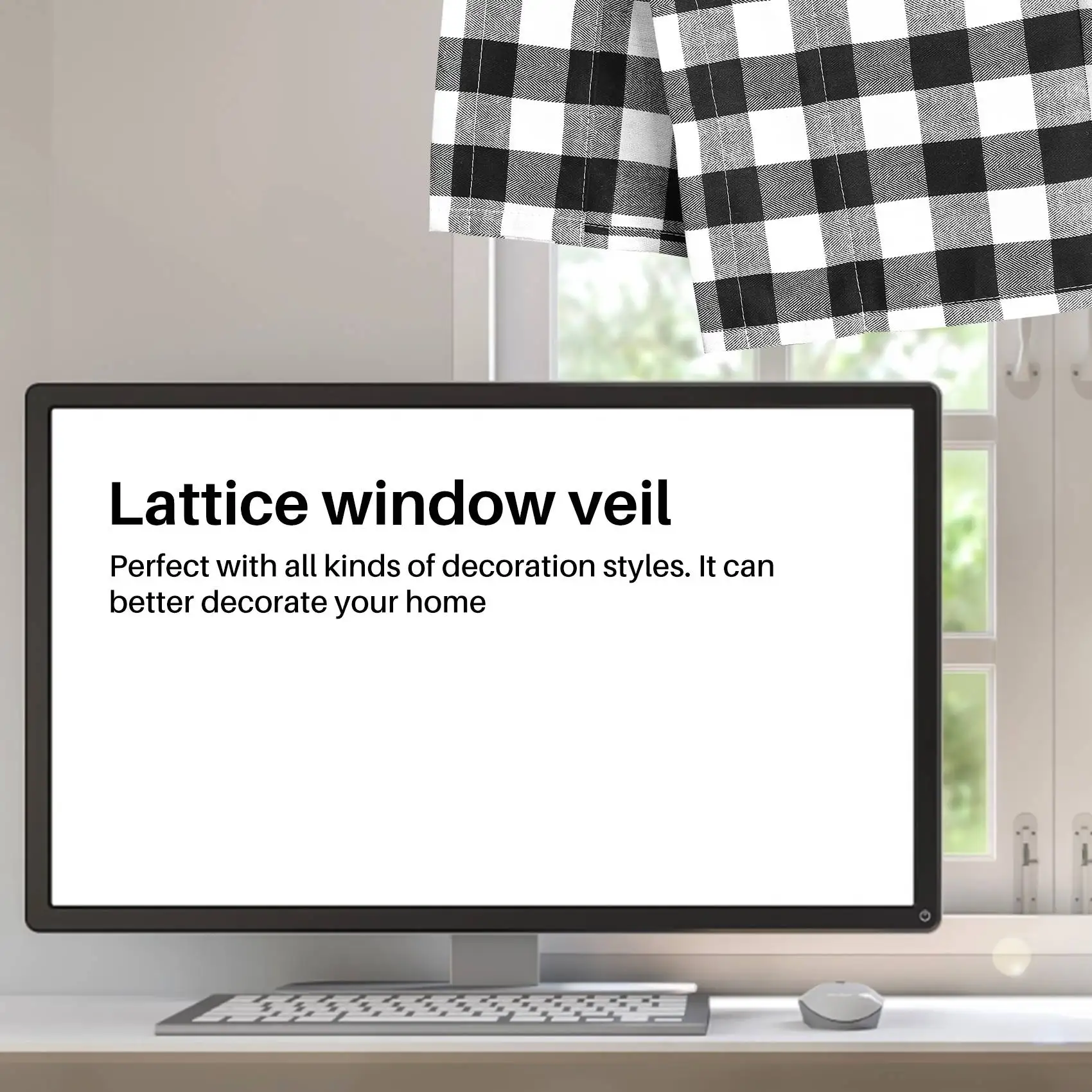 Valances for Kitchen Farmhouse Check Valances for Window Treatment Decor ()