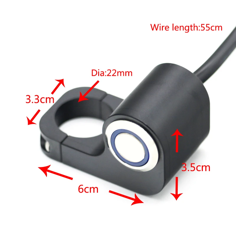 دراجة نارية 7/8 "المقود مفاتيح ATV جبل التبديل العلوي خطر الفرامل ضوء القرن السلطة ON-OFF مع مؤشر LED LMoDri