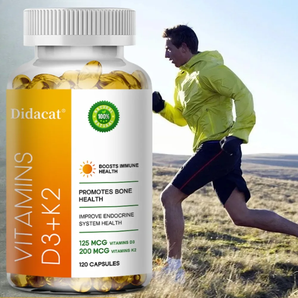 

Vitamin D3 + K2 - Improve The Intestines, Strengthen Bones, Support Immune Health and Heart Health - 120 Capsules
