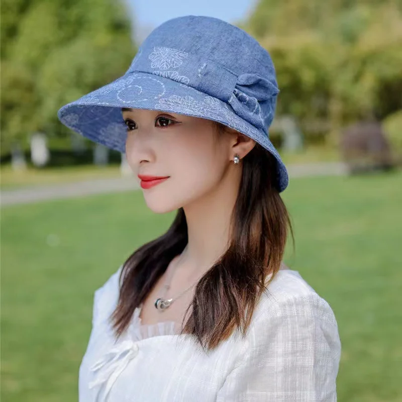 Hat Female Summer Bucket Hat Ladies Breathable Sun Hat Middle-aged And Elderly Hat Outdoor Foldable Hat Autumn Mother Bucket Hat