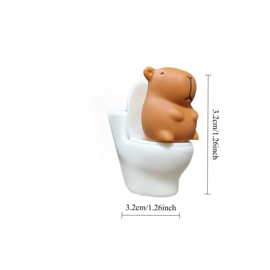 Cute Creative Vinyl Toilet Pig Figurine Desktop Home Decor Ornament Funny Pig Sitting On Toilet Unique Gift