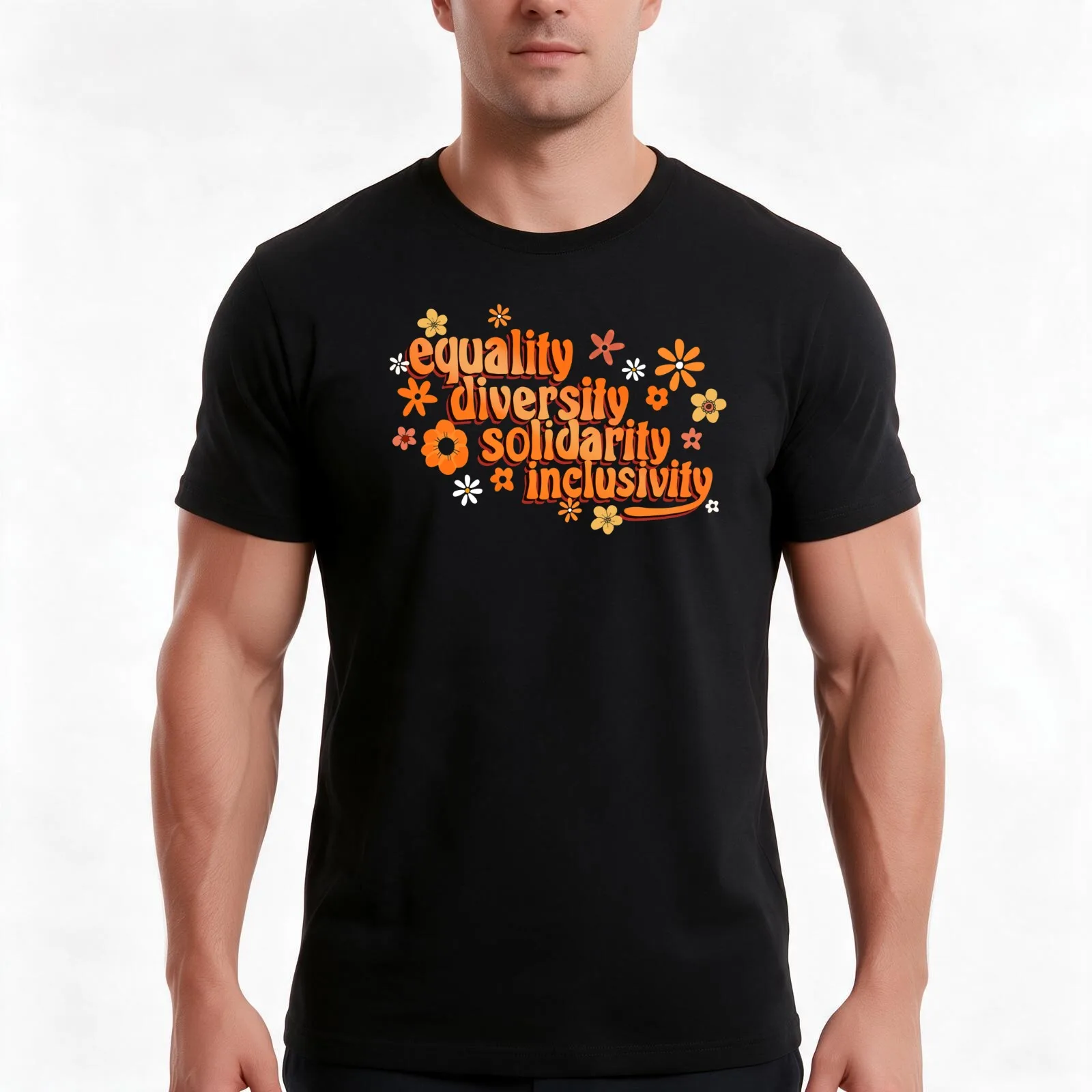 equality diversity solidarity inclusivity T-Shirt, Summer Casual Cotton Tee, Oversized Streetwear Tops, Vintage Graphic Print