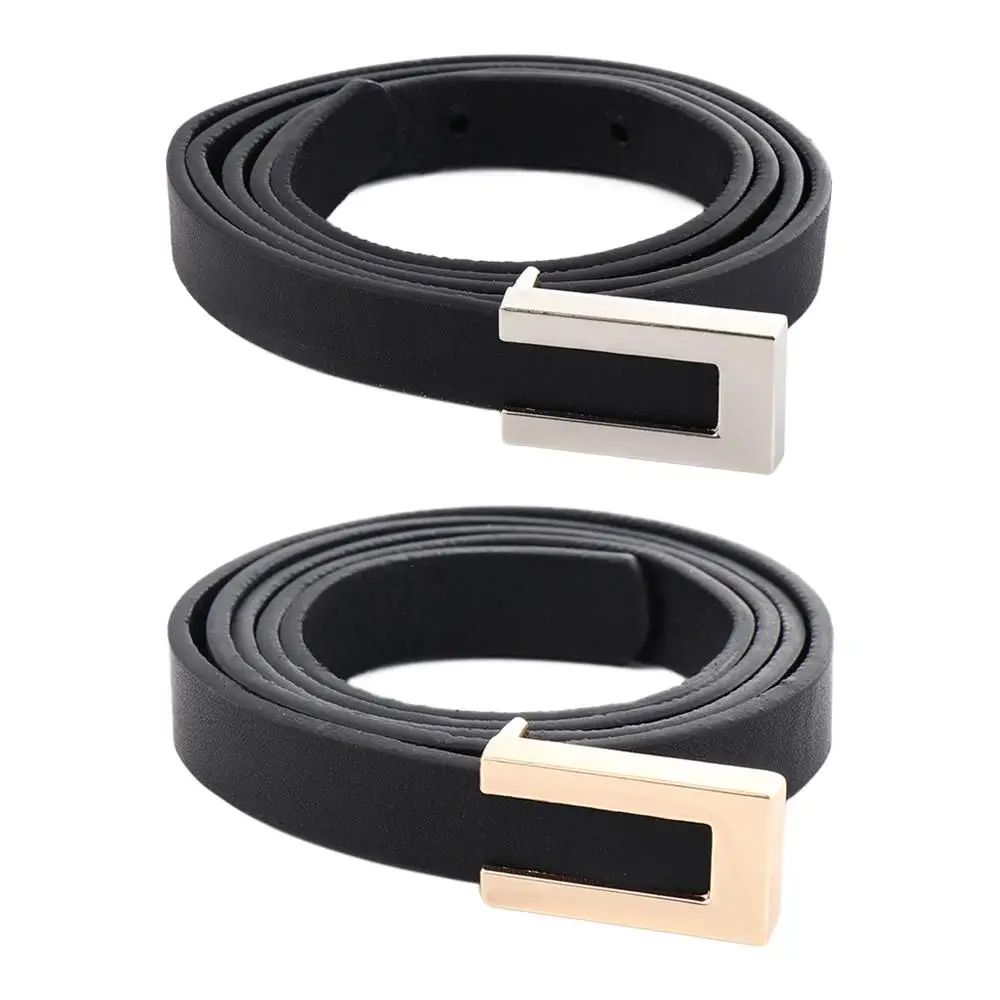 Adjustable Waist Strap Female Vintage Leather Belt Trouser Dress Decoration Metal  Buckle Thin Waistband